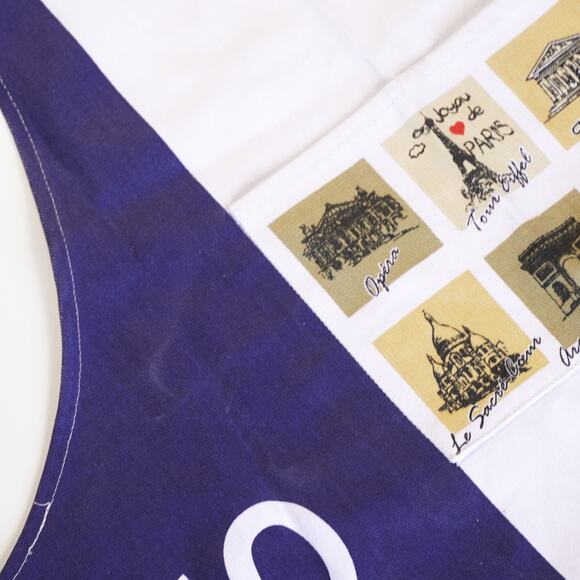 Paris France Chef's Apron French Adjustable Kitchen Cooking Smock Red White Blue - Picture 5 of 8